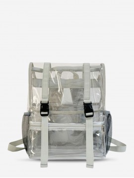 Fashion Daily School Travel Waterproof Double Buckle Strap Large Capacity Sheer PVC Clear Backpack for Women and Men