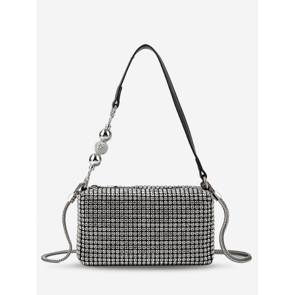 Women's Daily Party Shine Rhinestones Embellished Metal Chain Underarm Shoulder Bag