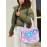 Women's Fashion Y2K Daily Colorblock Heart Motif Macaron Color Padded Quilted Puffer Design Shoulder Tote Bag