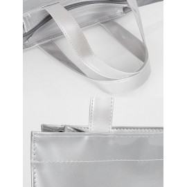 Women's Casual Daily Letter Pattern Waterproof PVC Shopper Work Office Tote Bag