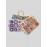 Women's Handmade Weave Random Flower Pattern Hollow Out Bamboo Joint Handle Vacation Beach Tote Bag (Random Color)